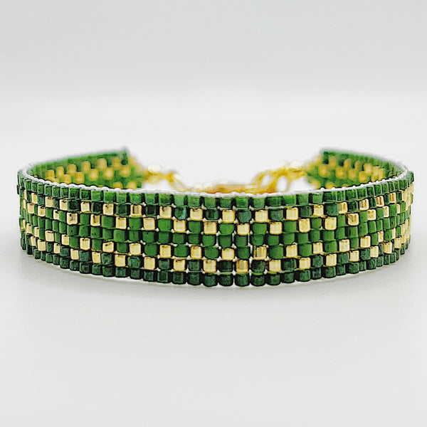 Cora Beaded Bracelet - Green & Gold