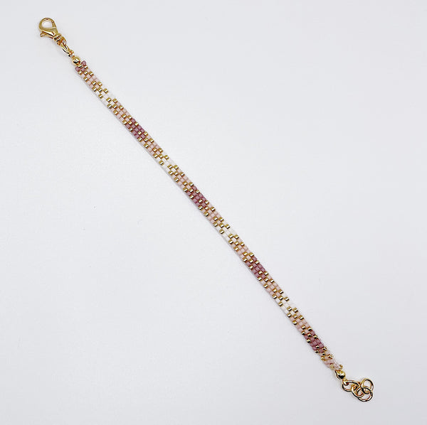 Stella Beaded Bracelet - Mauve Ombré with Gold