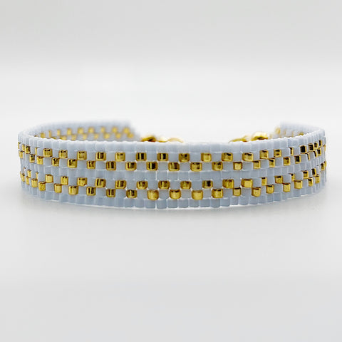 Cora Beaded Bracelet - Light Blue & Gold