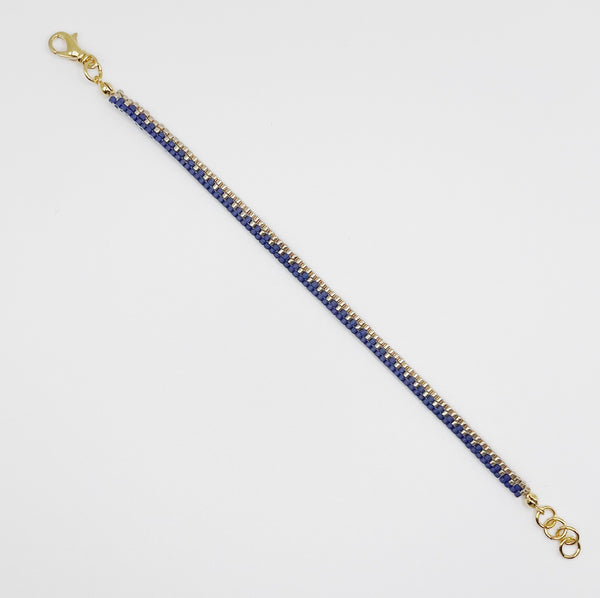 Mila Beaded Bracelet - Matte Blue & Gold