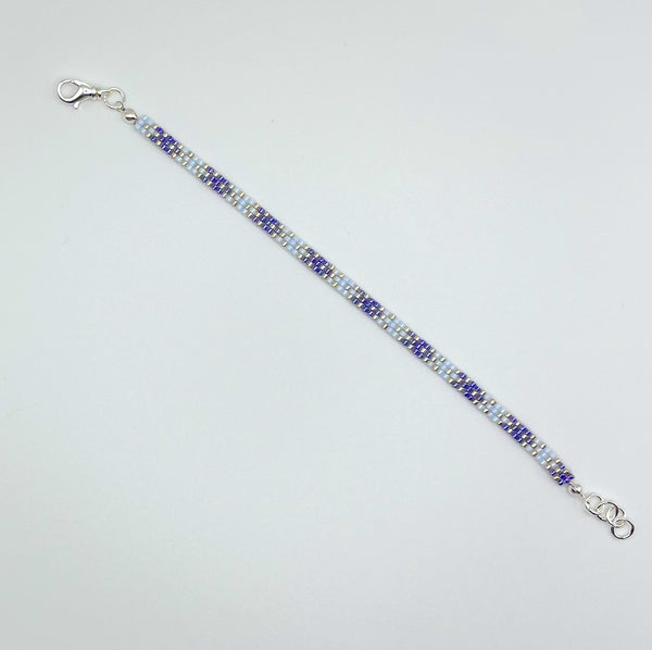 Stella Beaded Bracelet - Blue and Purple Ombré and Silver