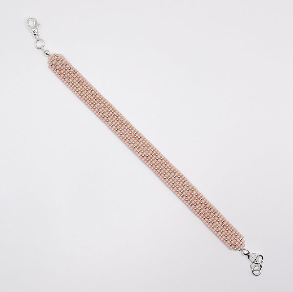 Cora Beaded Bracelet - Matte Light Pink with Silver