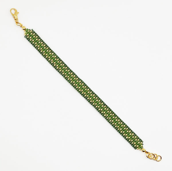 Cora Beaded Bracelet - Green & Gold