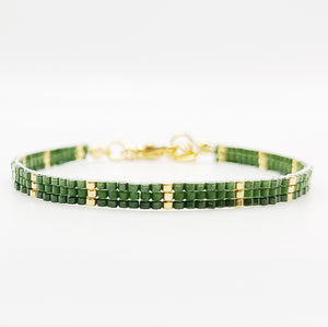 Eva Beaded Bracelet - Green and Gold