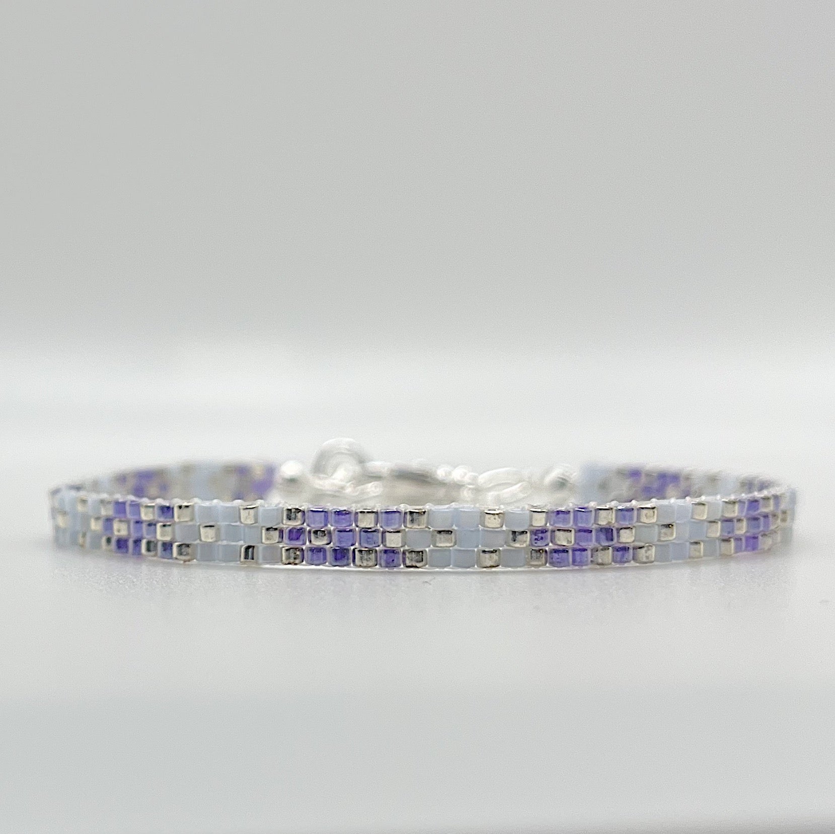 Stella Beaded Bracelet - Blue and Purple Ombré and Silver