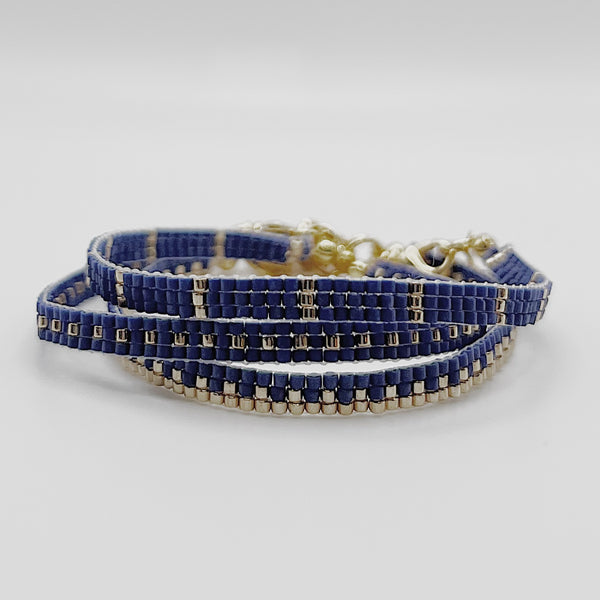 Mila Beaded Bracelet - Matte Blue & Gold