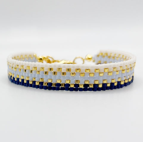 Cora Beaded Bracelet - Blue Ombré & Gold