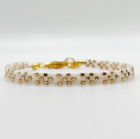 Stella Beaded Bracelet - Ivory and Gold