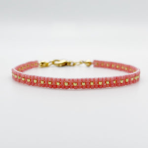 Aspen Beaded Bracelet - Coral Pink & Gold