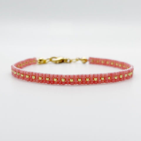 Aspen Beaded Bracelet - Coral Pink & Gold