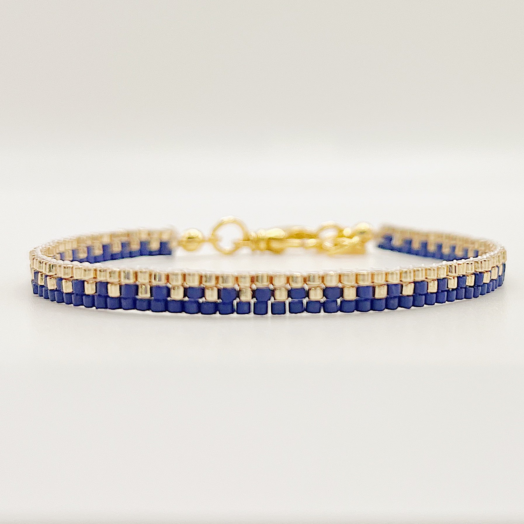 Mila Beaded Bracelet - Matte Blue & Gold