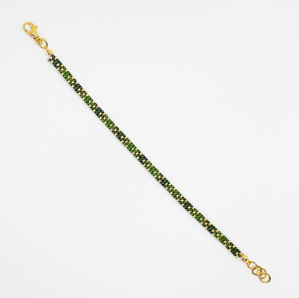 Stella Beaded Bracelet - Green and Gold