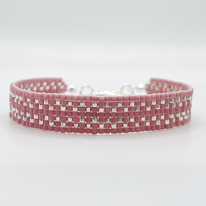 Cora Beaded Bracelet - Mauve with Silver