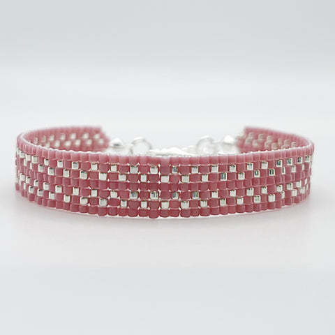 Cora Beaded Bracelet - Mauve with Silver