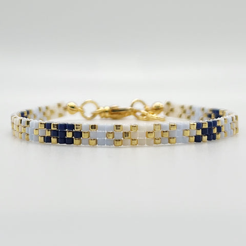 Stella Beaded Bracelet - Blue Ombré and Gold