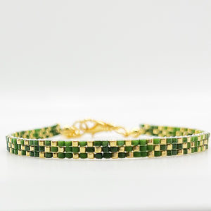 Stella Beaded Bracelet - Green and Gold