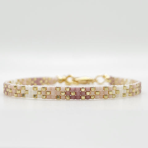 Stella Beaded Bracelet - Mauve Ombré with Gold