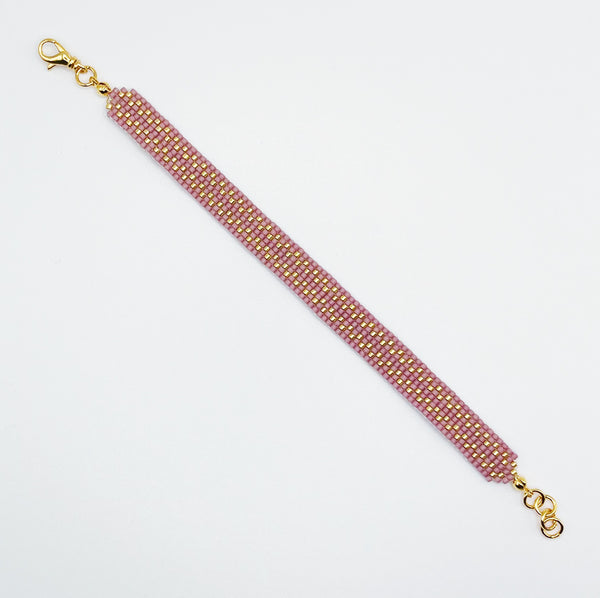 Cora Beaded Bracelet - Matte Mauve & Gold