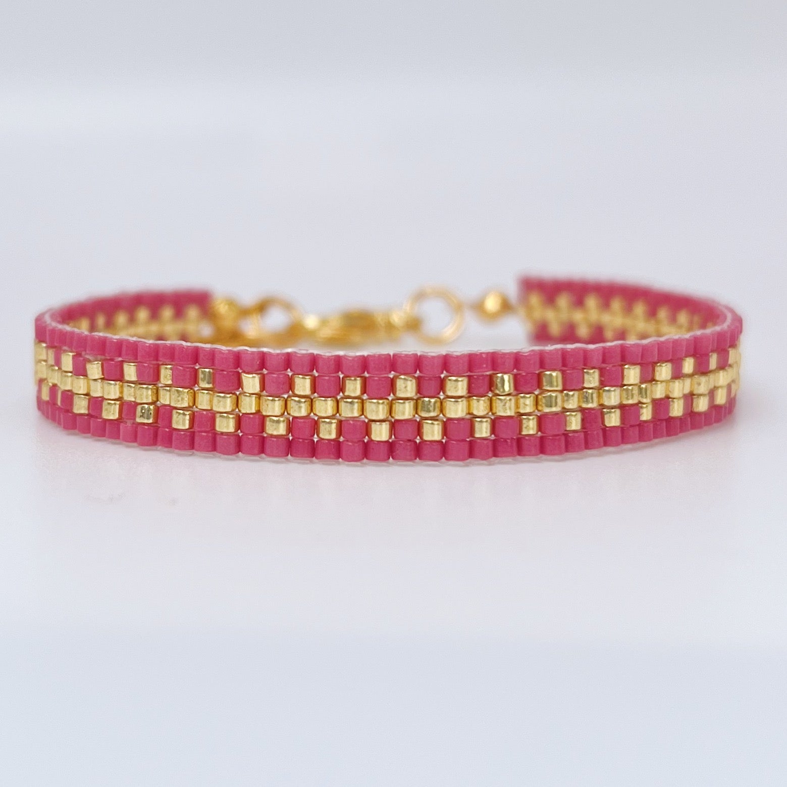 Hailey Beaded Bracelet - Pink & Gold