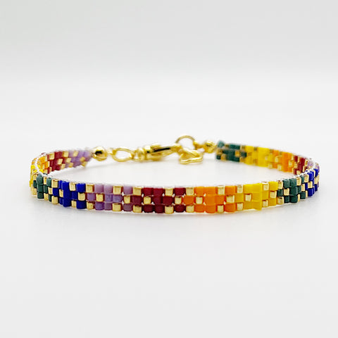 Pride - Stella Rainbow & Gold Beaded Bracelet - 100% Donated to The Trevor Project