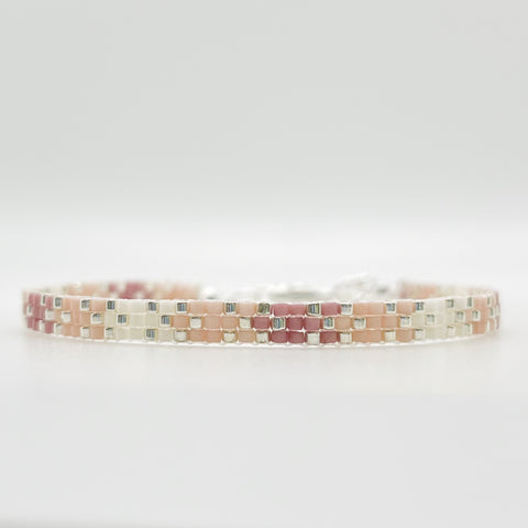 Stella Beaded Bracelet - Mauve Ombré with Silver