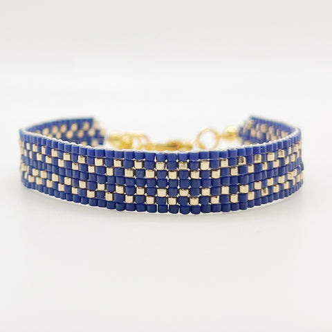 Cora Beaded Bracelet - Matte Blue & Gold