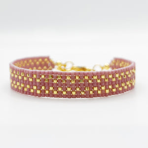 Cora Beaded Bracelet - Matte Mauve & Gold