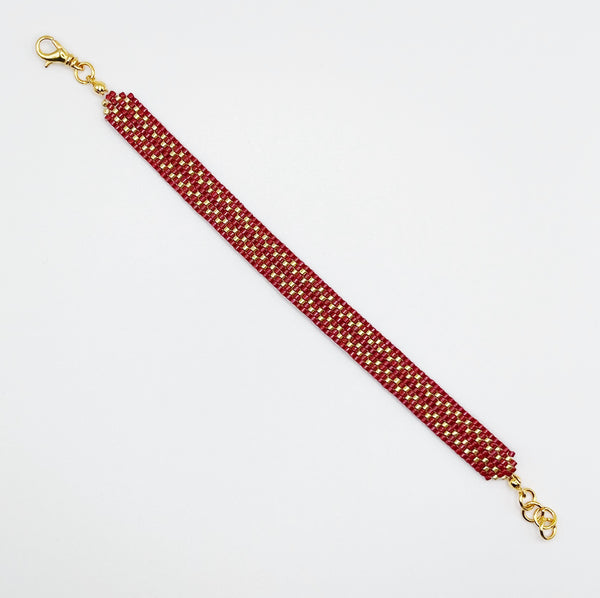 Cora Beaded Bracelet - Red & Gold