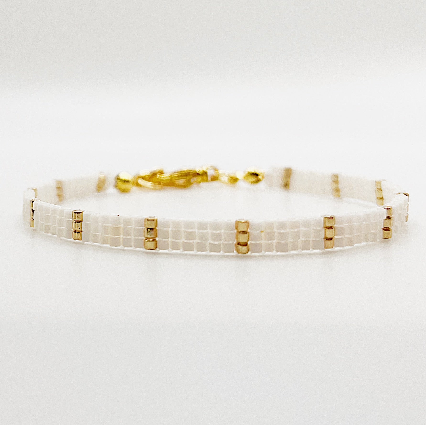 Eva Beaded Bracelet - Ivory and Gold