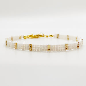 Eva Beaded Bracelet - Ivory and Gold