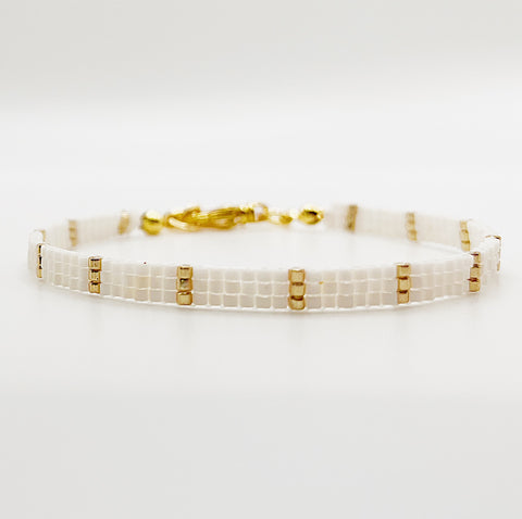 Eva Beaded Bracelet - Ivory and Gold