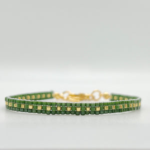 Aspen Beaded Bracelet - Green and Gold