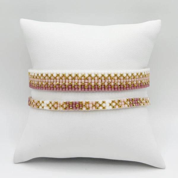 Stella Beaded Bracelet - Mauve Ombré with Gold