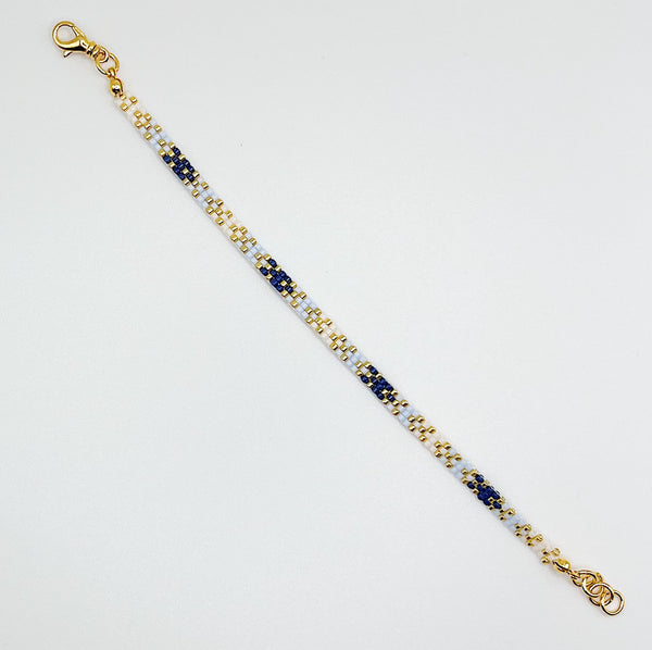 Stella Beaded Bracelet - Blue Ombré and Gold