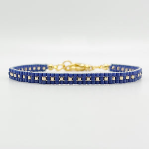 Aspen Beaded Bracelet - Matte Blue & Gold