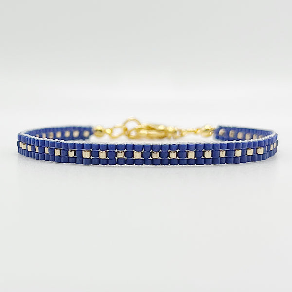 Aspen Beaded Bracelet - Matte Blue & Gold