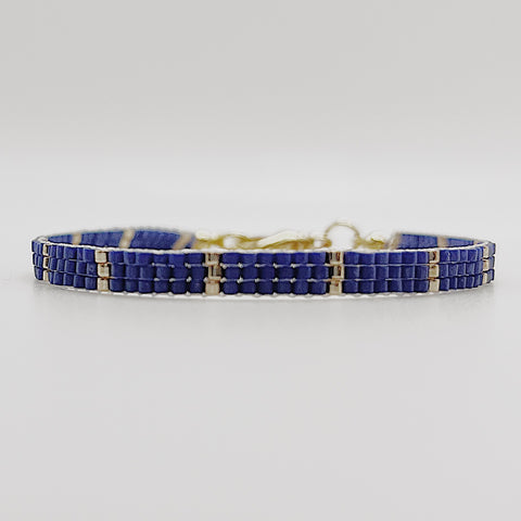 Eva Beaded Bracelet - Matte Blue & Gold