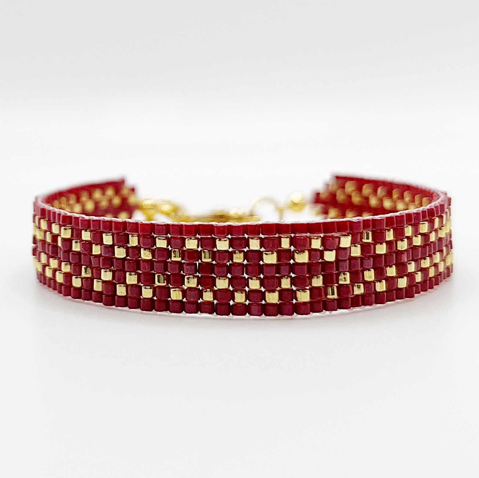 Cora Beaded Bracelet - Red & Gold