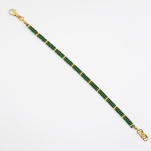 Eva Beaded Bracelet - Green and Gold