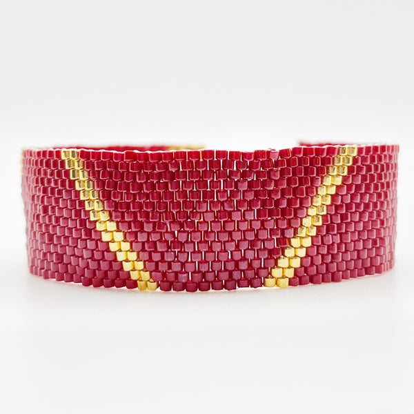 Piper Beaded Bracelet - Red & Gold