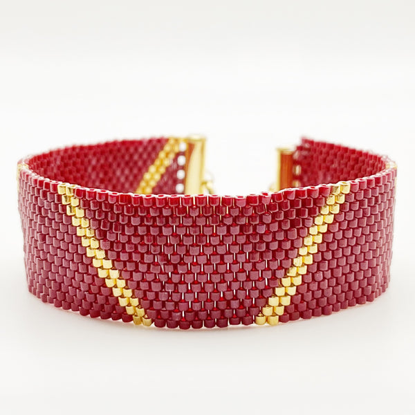 Piper Beaded Bracelet - Red & Gold