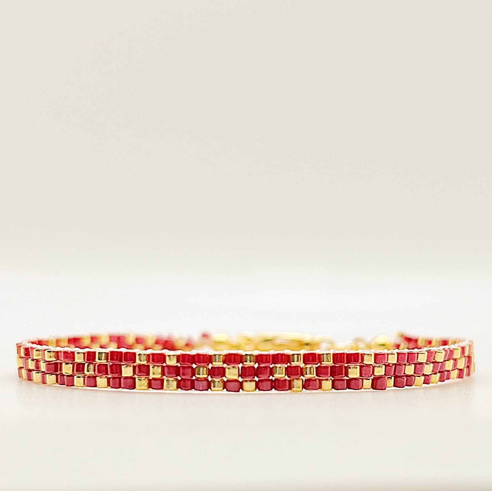 Stella Beaded Bracelet - Red and Gold