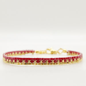 Mila Beaded Bracelet - Red & Gold