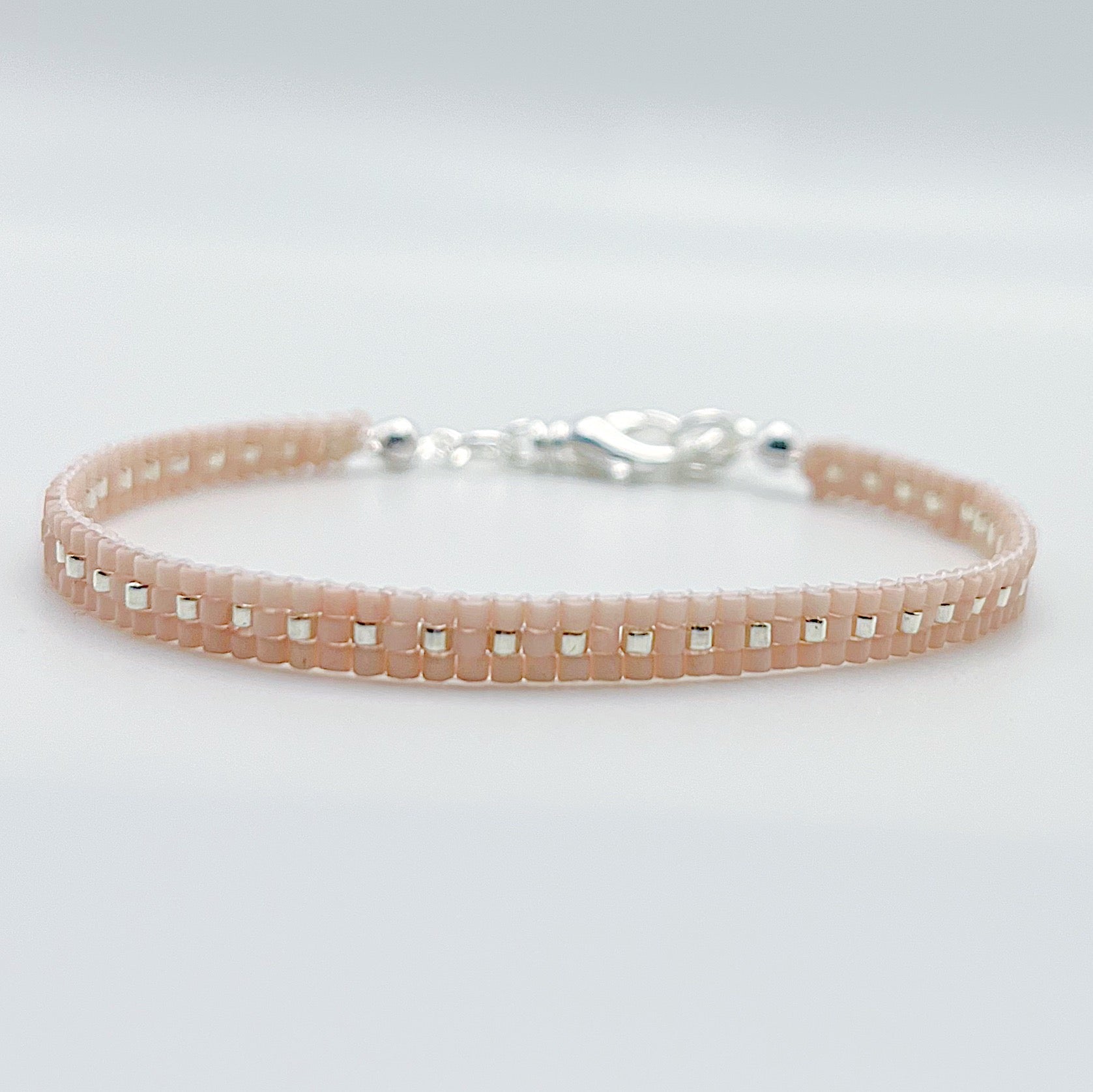 Aspen Beaded Bracelet - Light Pink & Silver