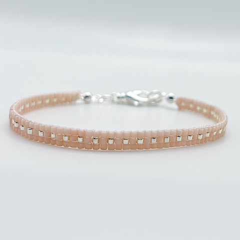 Aspen Beaded Bracelet - Light Pink & Silver