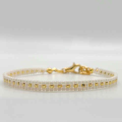 Aspen Beaded Bracelet - Ivory and Gold