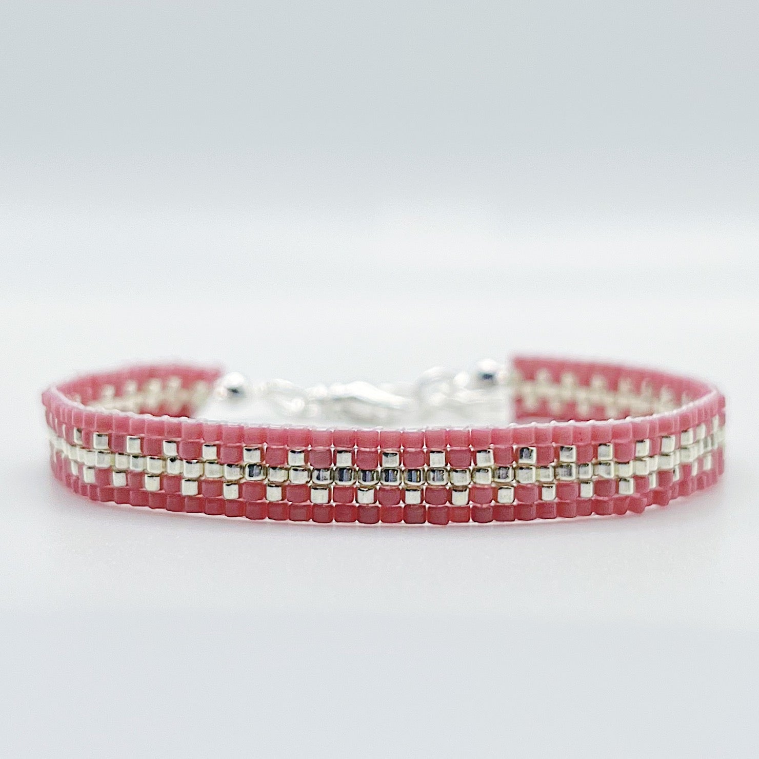 Hailey Beaded Bracelet - Mauve & Silver