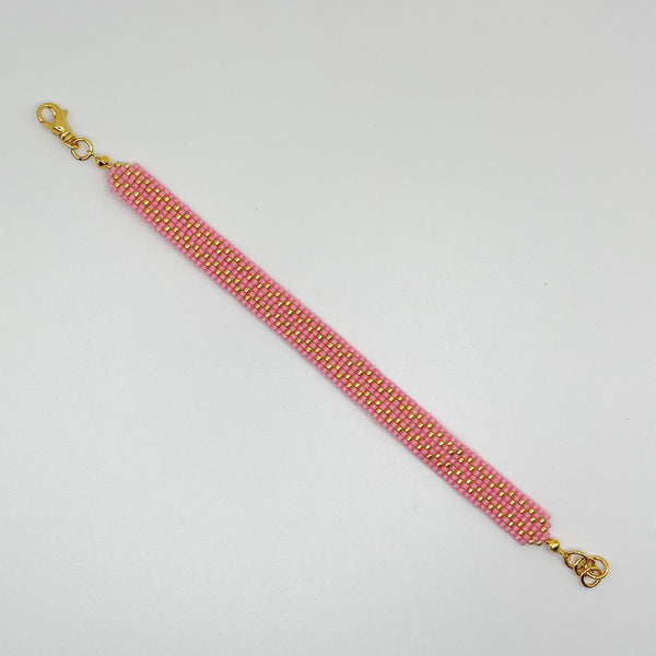 Cora Beaded Bracelet - Bright Pink & Gold