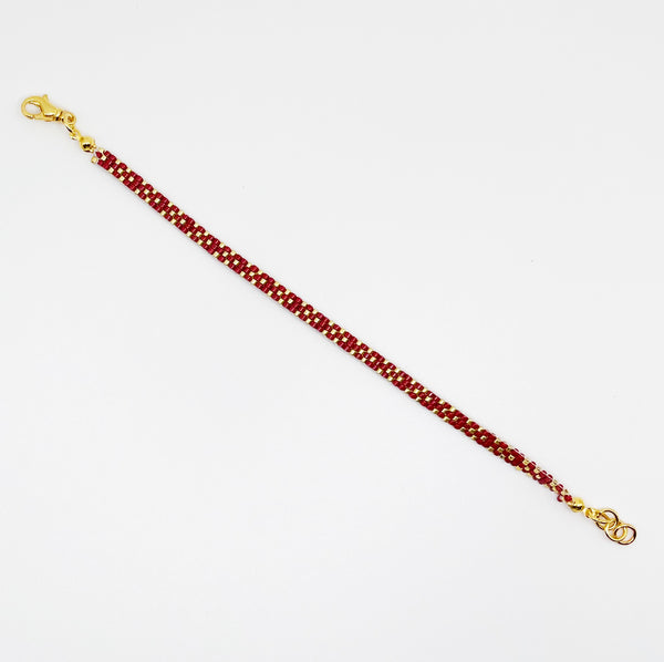 Stella Beaded Bracelet - Red and Gold