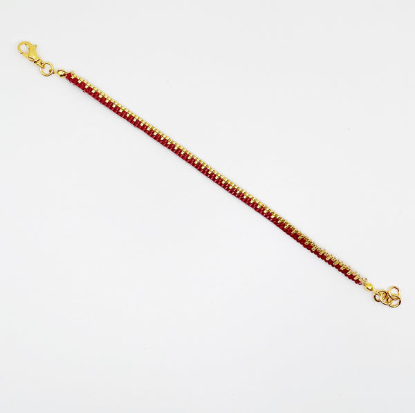 Mila Beaded Bracelet - Red & Gold